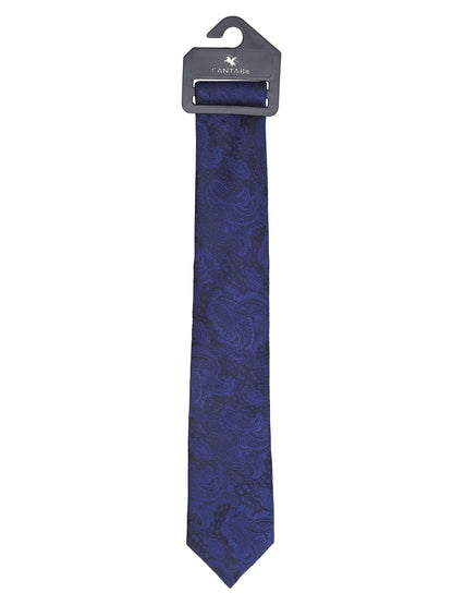 Men's Paisley Design Navy Blue Tie
