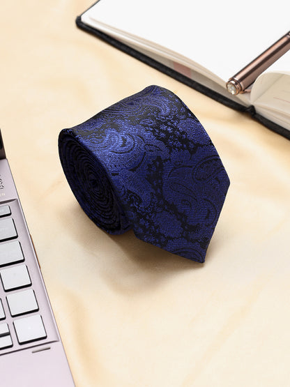 Men's Paisley Design Navy Blue Tie