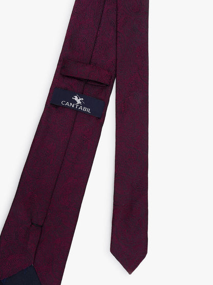 Men's Paisley Design Wine Tie