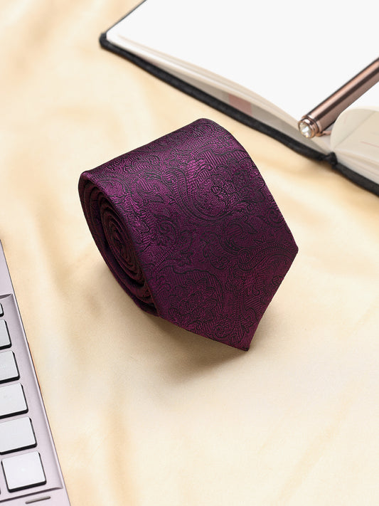 Men's Paisley Design Wine Tie
