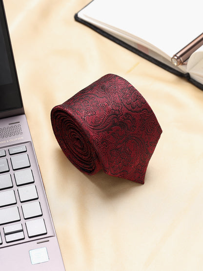Men's Paisley Design Wine Tie