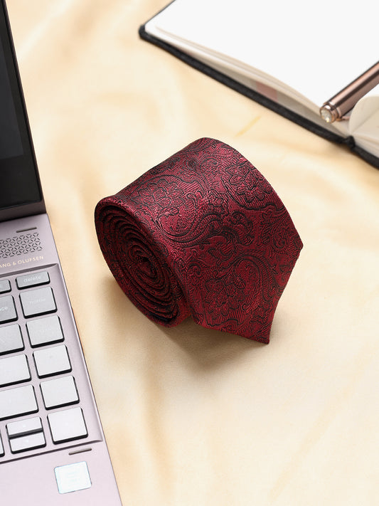 Men's Paisley Design Wine Tie