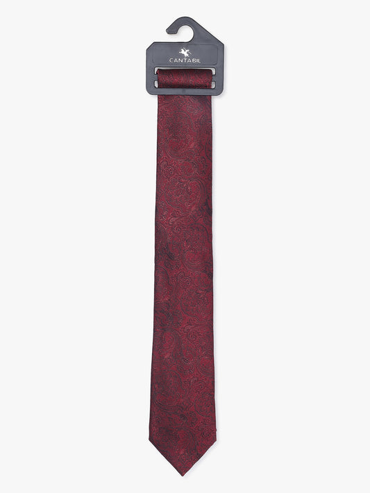 Men's Paisley Design Wine Tie