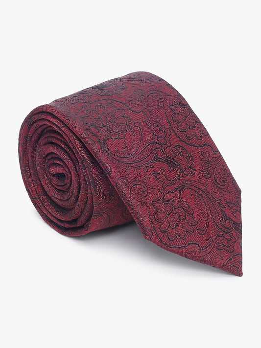 Men's Paisley Design Wine Tie