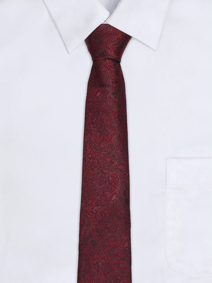 Men's Paisley Design Wine Tie