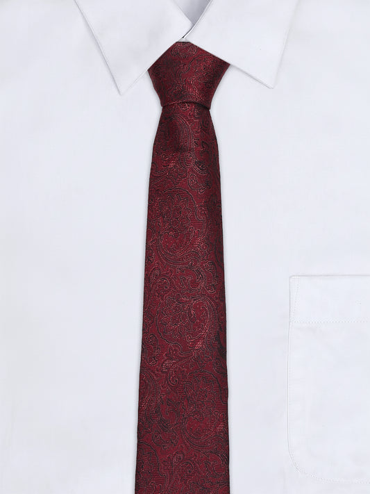 Men's Paisley Design Wine Tie