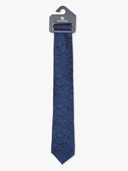 Men's Paisley Design Navy Blue Tie