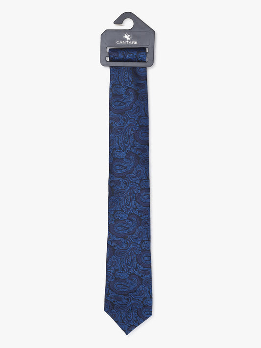 Men's Paisley Design Navy Blue Tie