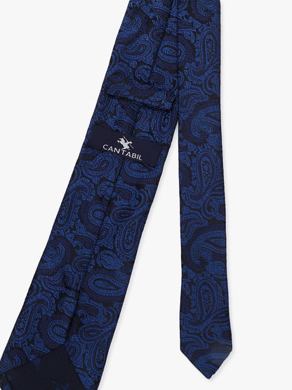Men's Paisley Design Navy Blue Tie
