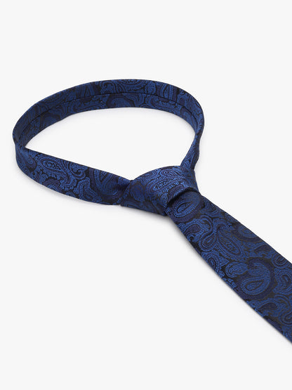 Men's Paisley Design Navy Blue Tie
