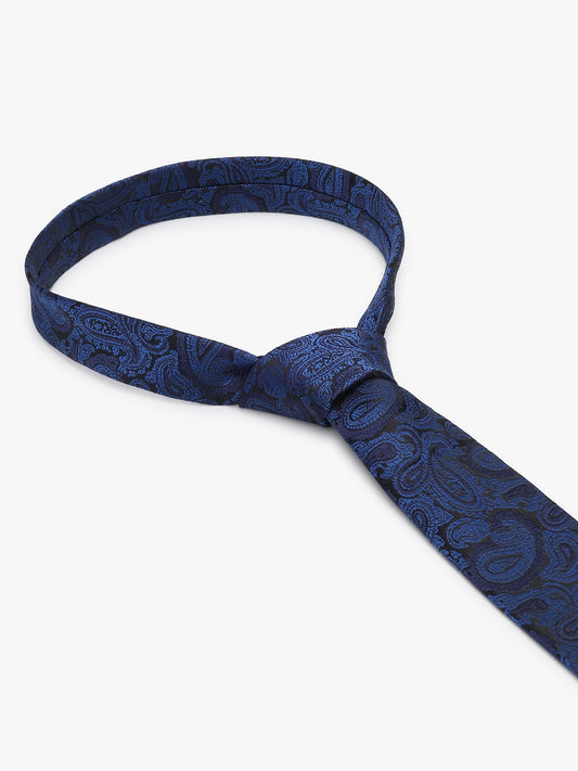 Men's Paisley Design Navy Blue Tie