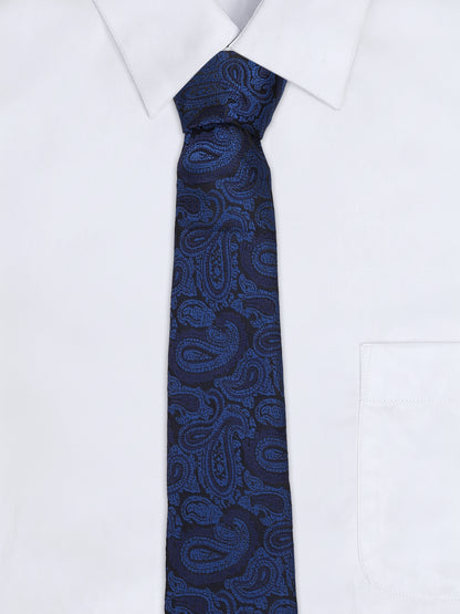 Men's Paisley Design Navy Blue Tie