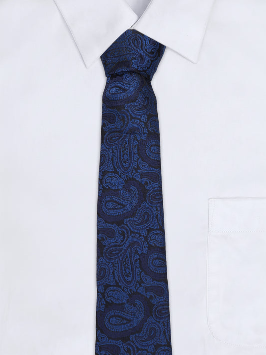 Men's Paisley Design Navy Blue Tie