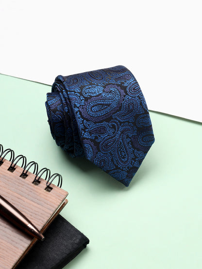 Men's Paisley Design Navy Blue Tie