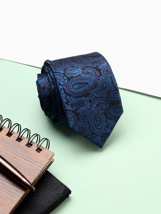 Men's Paisley Design Navy Blue Tie