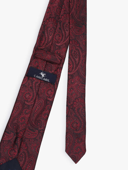 Men's Paisley Design Wine Tie