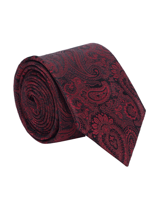 Men's Paisley Design Wine Tie