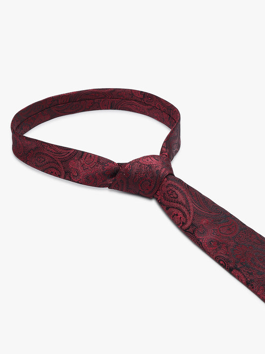 Men's Paisley Design Wine Tie