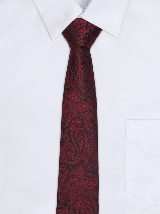 Men's Paisley Design Wine Tie