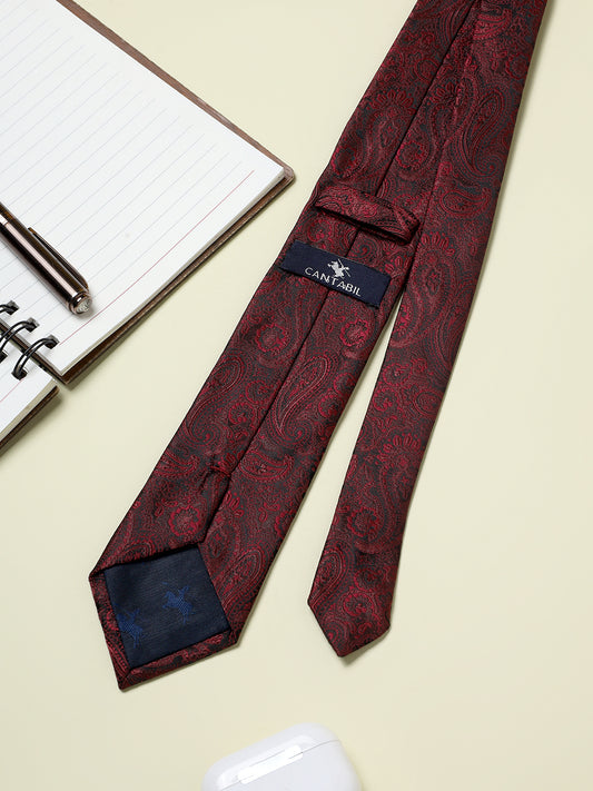 Men's Paisley Design Wine Tie