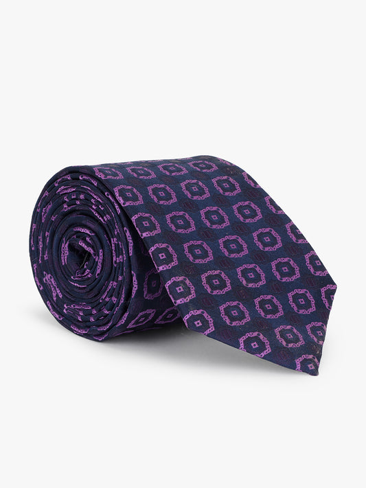 Men's Medallion Design Purple Tie