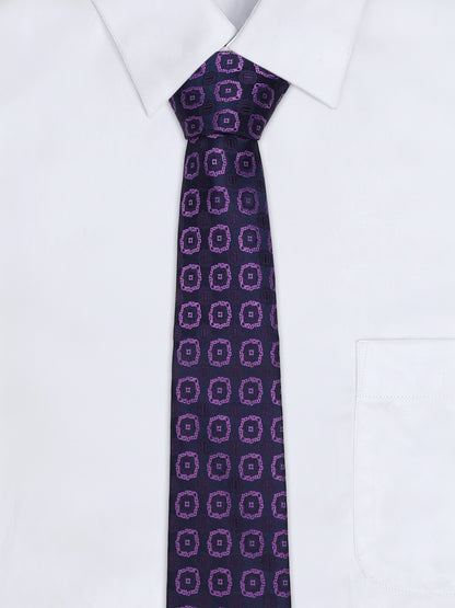 Men's Medallion Design Purple Tie