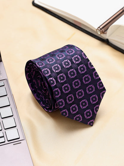 Men's Medallion Design Purple Tie