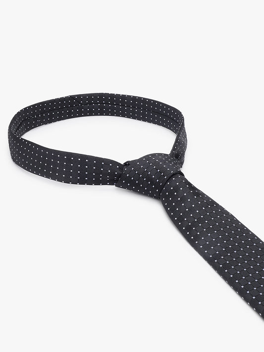 Men's Small Check Black Tie