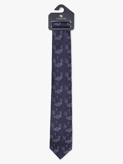 Men's Paisley Design Navy Blue Tie