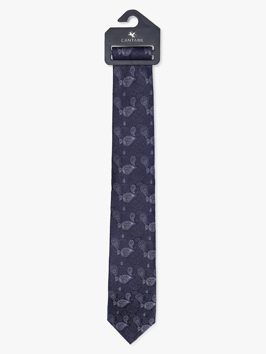 Men's Paisley Design Navy Blue Tie