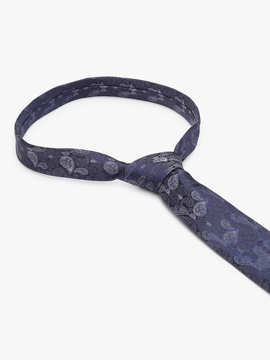 Men's Paisley Design Navy Blue Tie
