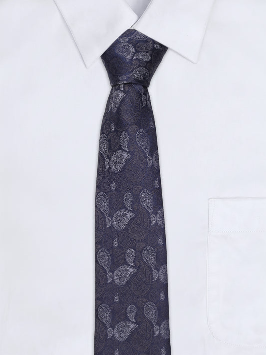 Men's Paisley Design Navy Blue Tie