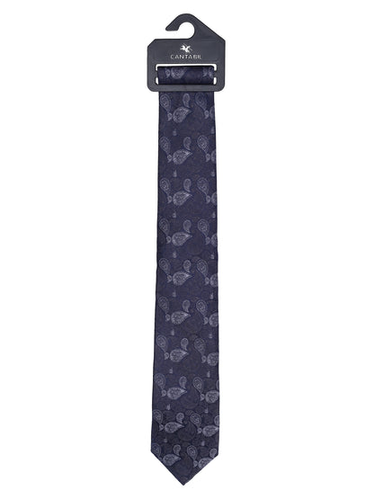 Men's Paisley Design Navy Blue Tie