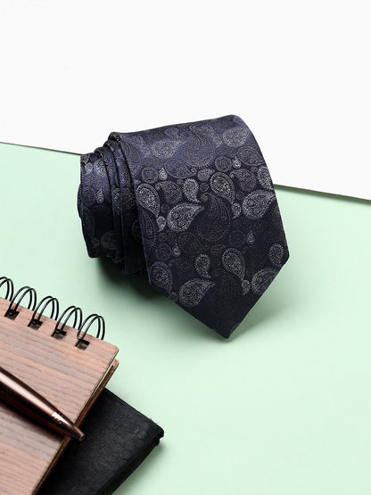 Men's Paisley Design Navy Blue Tie