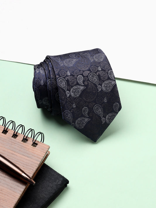 Men's Paisley Design Navy Blue Tie