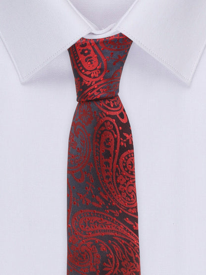 Men's Maroon Fashion Paisley Pattern Tie Set