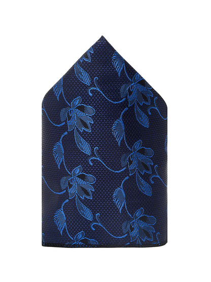 Men's Navy Blue Fashion Floral Pattern Tie Set