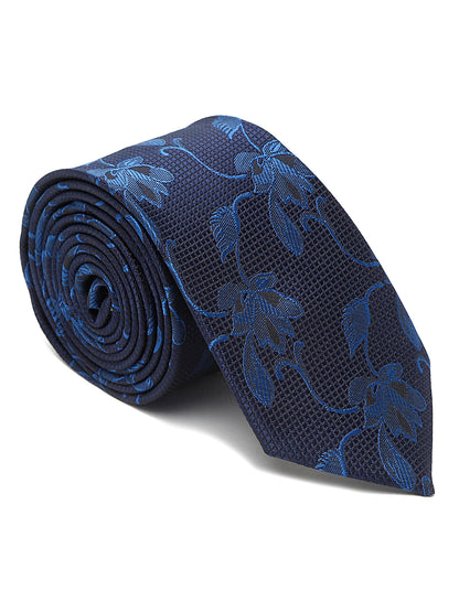 Men's Navy Blue Fashion Floral Pattern Tie Set