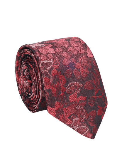 Men's Floral Print Tie Set with Pocket Square