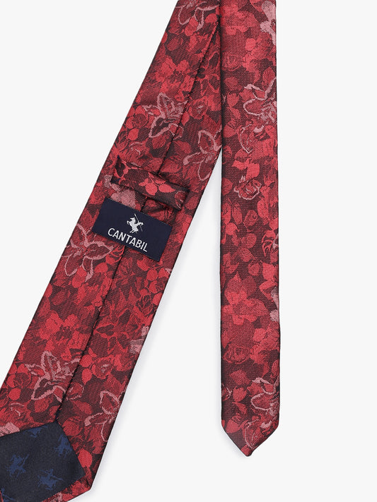 Men's Floral Print Tie Set with Pocket Square