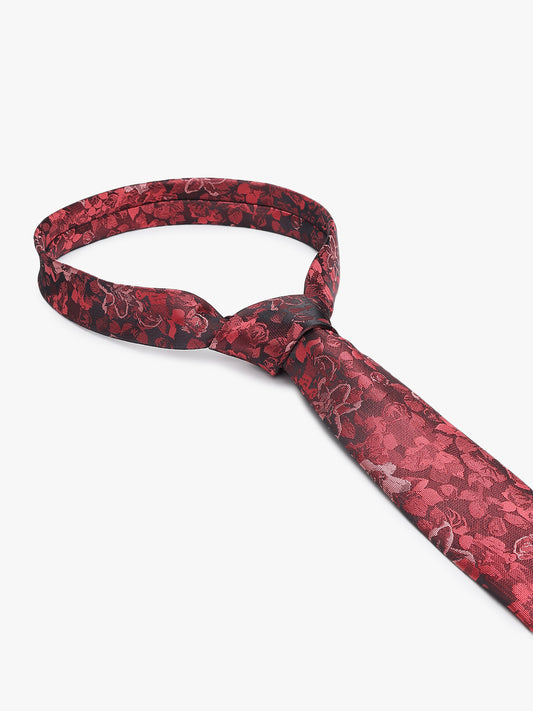 Men's Floral Print Tie Set with Pocket Square