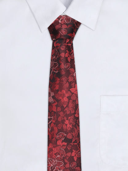 Men's Floral Print Tie Set with Pocket Square