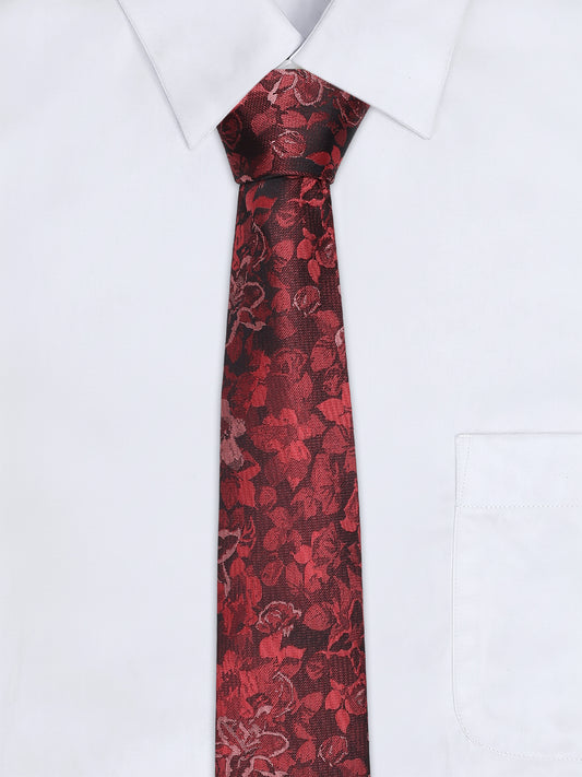 Men's Floral Print Tie Set with Pocket Square