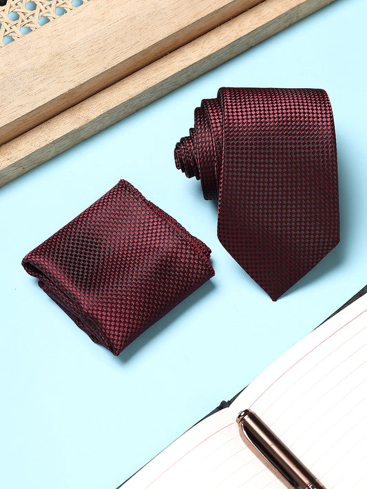 Men's Dobby Tie Set with Pocket Square