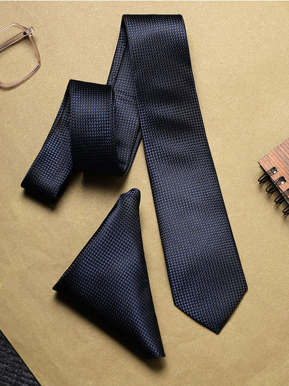 Men's Dobby Tie Set with Pocket Square
