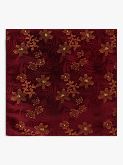 Cantabil Men's Maroon Printed Tie With Pocket Square