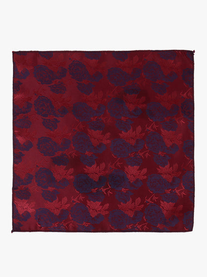 Men Maroon Printed Tie With Pocket Square