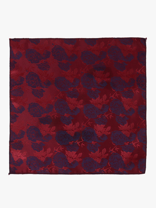 Men Maroon Printed Tie With Pocket Square