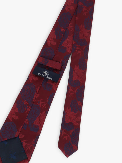 Men Maroon Printed Tie With Pocket Square