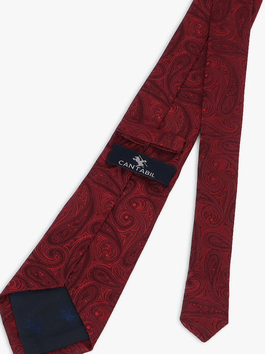 Men Maroon Printed Tie With Pocket Square